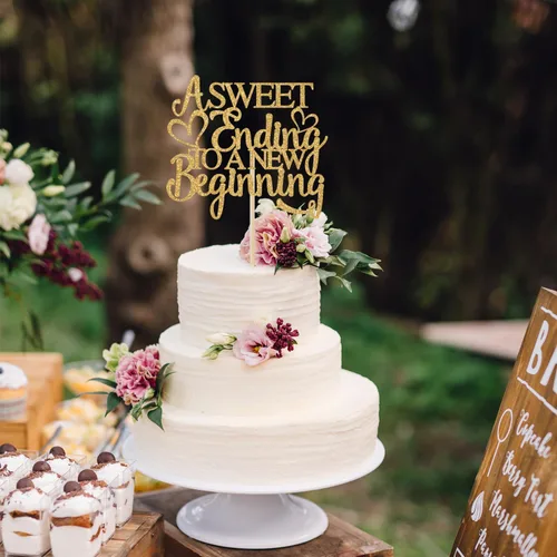 Miniatura 3 de Un dulce final para un nuevo comienzo para tartas, comienza la aventura, decoración de boda, jubilación, graduación, despedida de soltera, purpurina