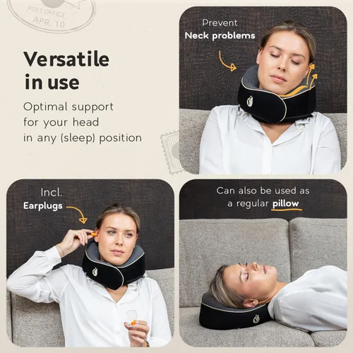 Miniatura 3 de Almohada cervical Airplane - Almohada de viaje - Espuma viscoelástica cómoda y ergonómica - Almohada de avión con soporte de cabeza y cuello de 360°