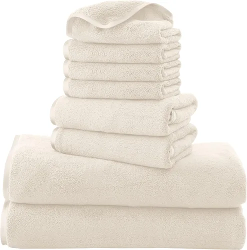 Miniatura 29 de Cosy Family Juego de toallas de microfibra de 8 piezas, 2 toallas de baño, 2 toallas de mano y 4 paños de lavado, toallas ultra suaves y altamente