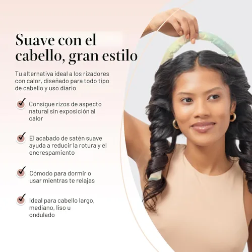 Miniatura 3 de Kitsch Juego de rizadores sin calor de satén – Rizos sin calor durante la noche con rizador de pelo de 34 pulgadas y 2 bandas elásticas de satén, 03