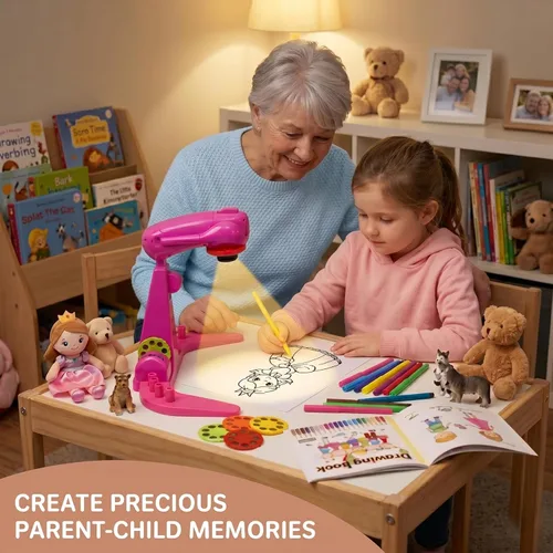 Miniatura 7 de LEERFEI Juguetes de dibujo con proyección para niños, juguetes inteligentes de proyector de dibujo, proyector para delinear y dibujar para niños