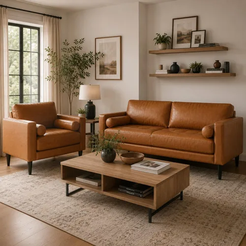 Miniatura 20 de Naomi Home Siggy - Silla decorativa de piel auténtica de 400 libras de capacidad, relleno de cojín de plumas de ganso para comodidad similar a una