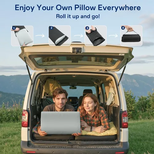 Miniatura 3 de Almohada de viaje de espuma viscoelástica – Almohadas de camping refrescantes para dormir 2 alturas – Pequeña almohada de espuma viscoelástica