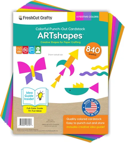 Miniatura 11 de ARTshapes - Paquete de 840 formas de papel creativas con guía de más de 70 ideas, cartulina hecha en Estados Unidos, suministros de manualidades DIY