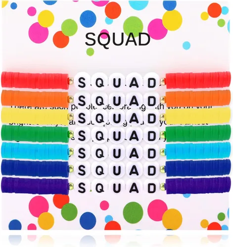 Miniatura 14 de Juego de pulseras heishi arcoíris estilo surfista para mujer, juego de pulseras apilables de cuentas de arcilla, pulseras elásticas con disco