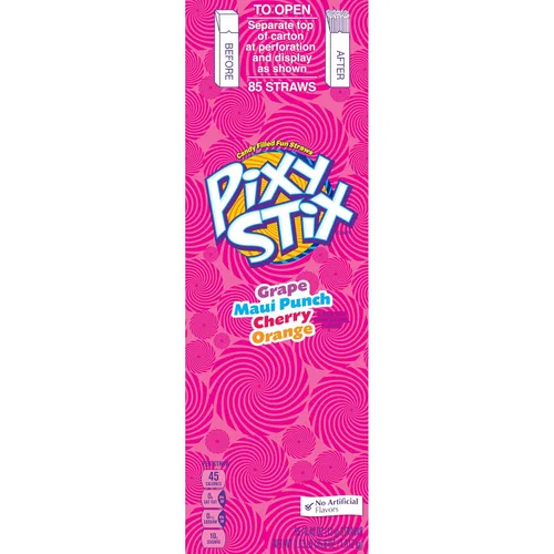 Miniatura 8 de Wonka Pixy Stix - Pajitas rellenas de caramelo en polvo, dulce y ácido, caramelo para primavera y Pascua, 0.42 oz (85 unidades) (Paquete de 2)