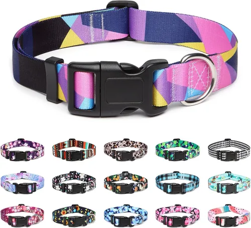 Miniatura 16 de Mercano Collar ajustable para perros - Diseños especiales con patrones, collar suave de nylon cómodo y resistente para perros pequeños, medianos