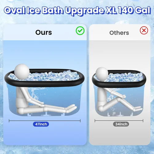 Miniatura 5 de Bañera de hielo para adultos, fitness, personas atletas, actualización XL de 140 galones, bañera fría portátil ovalada, gimnasios interiores