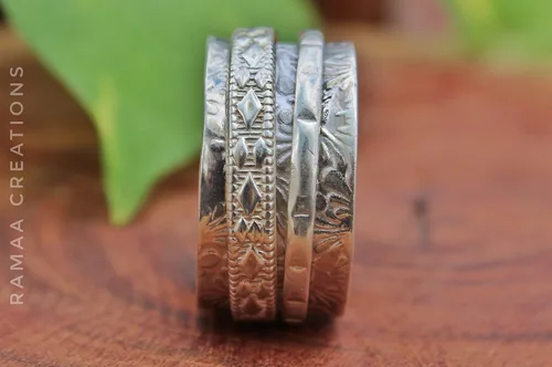 Miniatura 4 de Sterling Silver Spinner Ring Anxiety Spinner Ring Fidget Spinner Ring for Women Handmade Two Spinner Ring Sterling Silver 925