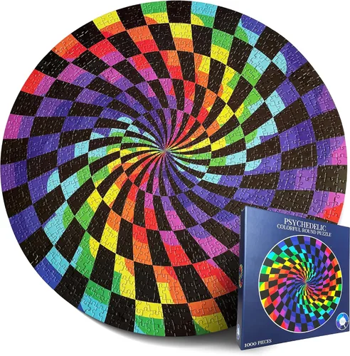 Miniatura 9 de Rompecabezas para adultos de 1000 piezas, rompecabezas duros para adultos y niños, rompecabezas redondos coloridos de arco iris únicos para adultos