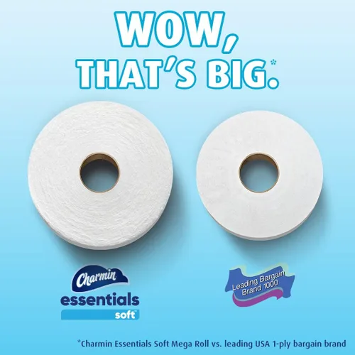 Miniatura 5 de Charmin Essentials - Papel higiénico suave, 9 mega rollos = 36 rollos regulares