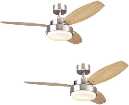 Miniatura 3 de Ciata Ventilador de techo para dormitorio con luz, ventilador de techo interior de aleación de 42 pulgadas con acabado metálico de pistola con Gris