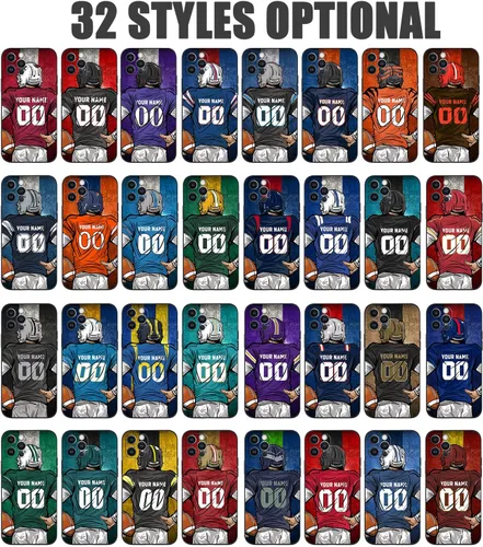 Miniatura 2 de Funda personalizada con nombre y número del equipo de fútbol para iPhone 17 Air 16 15 14 13 12 11 Pro Max mini Xr Xs X 7 8 Plus SE 6s 6, funda Negro