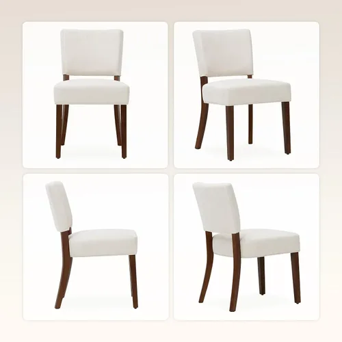 Miniatura 7 de COLAMY Juego de 2 sillas tapizadas para comedor, sillas de cocina de tela con asiento y respaldo acolchados, patas de madera maciza, sillas modernas