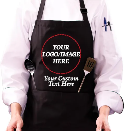 Delantal con Logotipo Personalizado, Nombre Personalizado, Delantales con Foto para Hombres y Mujeres, Babero de Chef Ajustable Impermeable con 2