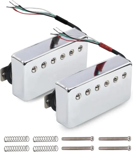MAXCHEER Alnico 5 Humbucker - Pastilla de guitarra de 4 bobinas 7.5k/16.6k bobina dividida Alnico V Pickup para guitarra LP cromo