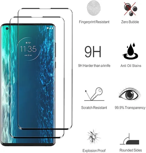 Miniatura 2 de Protector de pantalla curvado 3D para Moto Edge (2020), [2 unidades] de vidrio templado de cobertura completa para Motorola Edge 2020 (6.7 pulgadas)