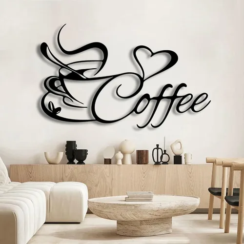 Miniatura 8 de Oxzcimty Arte de pared de taza de café de metal, decoración de pared de café, arte de pared de metal para cafeterías, cocina, comedor, bar, sala