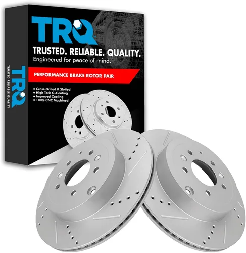 Miniatura 46 de TRQ Juego de rotores de freno de rendimiento trasero con revestimiento G premium compatible con Mazda 6 2014-2021