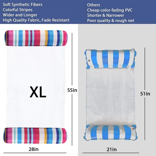 Miniatura 6 de FindUWill Paquete de 2 flotadores de tela para piscina de agua, XL, hamacas inflables multiusos para agua (silla, silla de descanso, hamaca, (01)