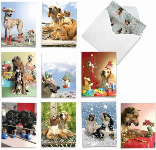 Miniatura 10 de The Best Card Company - 10 tarjetas de perro en blanco surtidas (4 x 5.12 pulgadas) - Adorables tarjetas de notas de animales en caja para todas