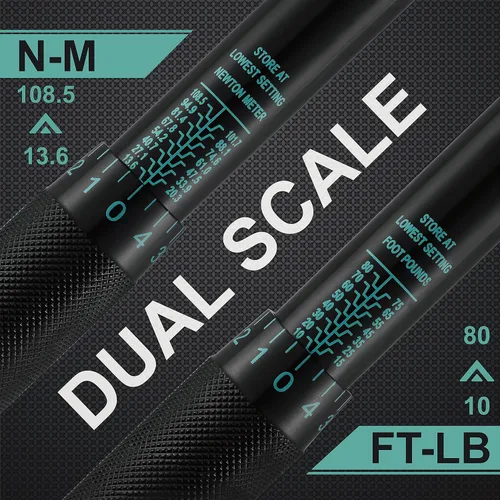 Miniatura 5 de EPAuto Llave dinamométrica de clic de transmisión de 3/8 pulgadas, 10-80 ft-lb / 13.6-108.5 Nm, negro