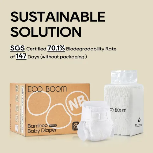Miniatura 2 de ECO BOOM Pañales prematuros, viscosa de bambú, pañales desechables suaves naturales para bebés, tamaño 0 adecuado para hasta 7 libras