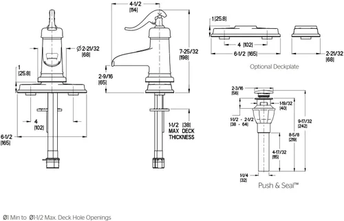 Miniatura 5 de Pfister LF042YP0U Ashfield Grifo monocomando de 4" para baño en bronce rústico, LF-M42-YPYY Bronce toscano