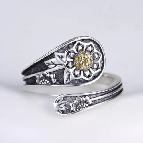 Miniatura 2 de 925-Sterling-Silver Adjustable Spoon Ring for Women - Vintage Bee Rings Animal Jewelry Birthday Christmas Gifts for Daughter Wife