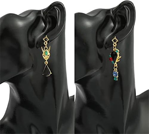 Miniatura 6 de Juego de anime Genshin Impact Zhongli Keqing Mona - Aretes de joyería de moda para mujeres y niñas Metal Plata tibetana