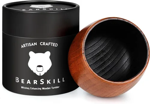 Miniatura 7 de BearSkill Vaso de madera carbonizada de bourbon para beber, vaso de whisky, regalos de bourbon para hombres, vaso de madera a la antigua, gran