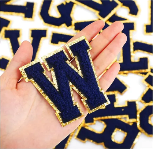 Miniatura 42 de WILLBOND 52 parches autoadhesivos de letras de felpilla de 2.2/2.8 pulgadas A-Z, calcomanías bordadas del alfabeto para ropa, bolsa, sombrero