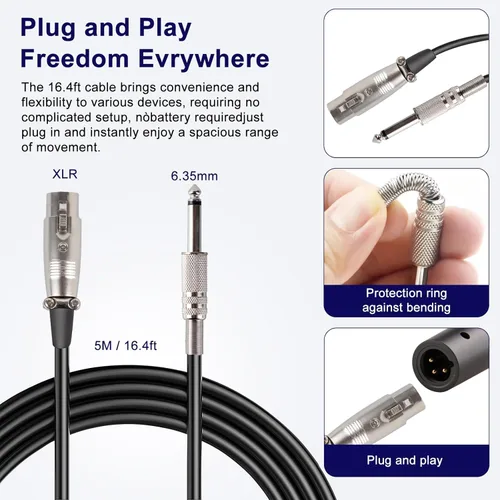 Miniatura 4 de LyricLoom Micrófono profesional con cable para canto de karaoke, micrófono dinámico vocal de mano de metal, micrófono con cable e interruptor