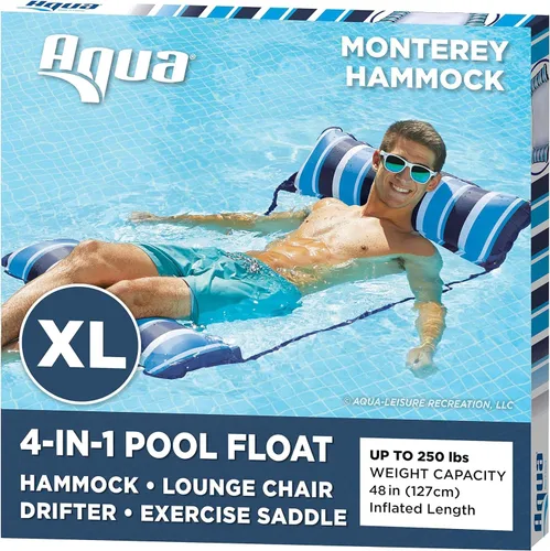 Miniatura 7 de Aqua - Original Monterey XL - Flotador de alberca y hamaca 4 en 1, inflable, multiusos, para adultos, de material patentado de cloruro de polivinilo