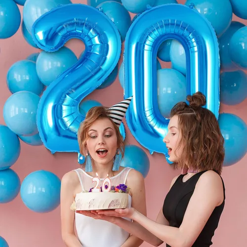 Miniatura 5 de Globos azules con número 2 de 40 pulgadas, globos grandes de helio de aluminio con número, globos gigantes de Mylar número 2 para decoración