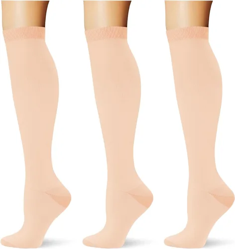 Miniatura 30 de (3 pares) Calcetines de compresión 20-30 mmHg, calcetines largos hasta la rodilla para mujeres y hombres, soporte atlético, para viajes y uso diario