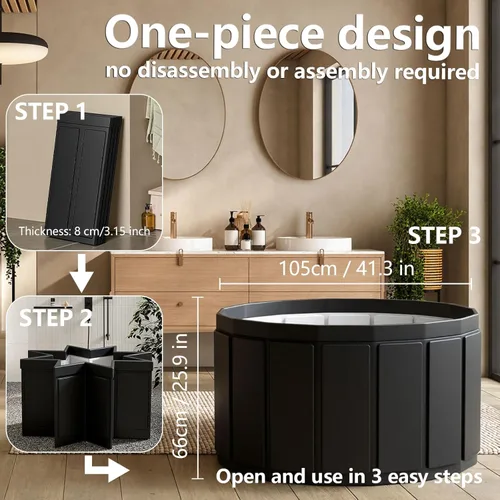 Miniatura 6 de Bañera portátil para adultos, bañera plegable para spa caliente y baño de hielo, bañera plegable pequeña para baño, bañera portátil aislada de 6