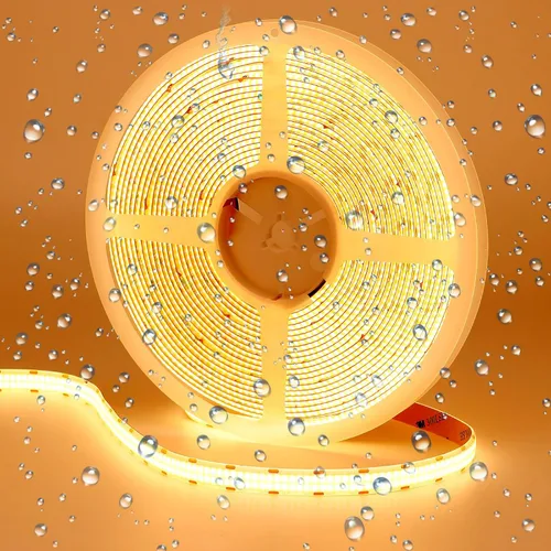 GOMING Tira de luz LED COB de doble fila de 32.8 pies (32.8 ft) CC 24 V, blanco cálido, 3000 K, IP65, impermeable, 6000 LED, CRI 93+ 20000 lm,