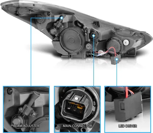 Miniatura 5 de AmeriLite Xtreme Juego de Faros Delanteros Halógenos con Proyector LED Halo Para Hyundai Elantra Sedan Coupe 2011-2013 - Lado del Pasajero