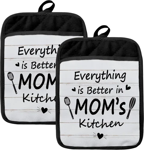 Miniatura 9 de Kitchen Rules - Juego de guantes para horno, divertidos regalos de chef para mujeres, divertidos guantes de horno de cocina resistentes al calor