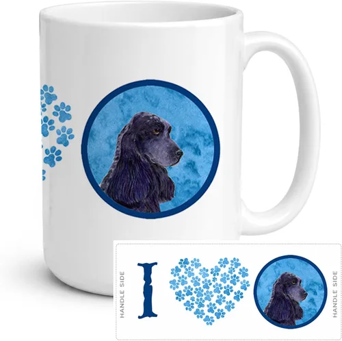 Caroline's Treasures SS4747-BU-CM15 Cocker Spaniel - Taza de café de cerámica apta para lavavajillas, apta para microondas, 15 onzas, SS4747, 15