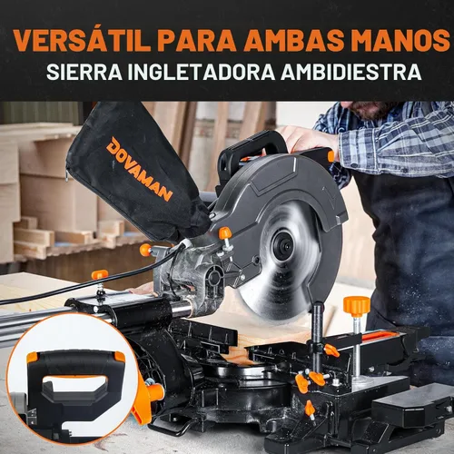 Miniatura 2 de DOVAMAN Sierra de inglete deslizante actualizada de 10 pulgadas, corte multimaterial con 3 cuchillas TCT, operación ambidiestra, velocidad