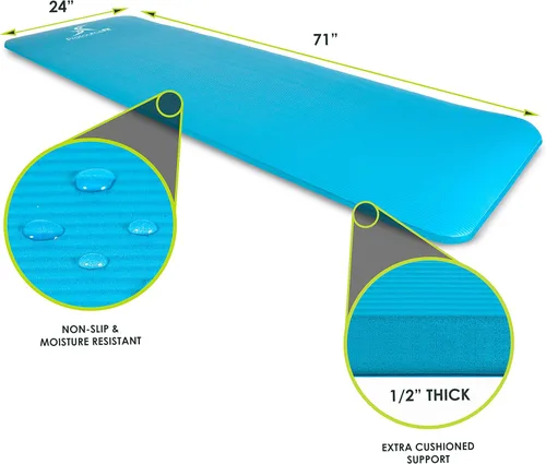 Miniatura 3 de ProsourceFit Extra Thick Yoga and Pilates Mat 1/2” (13mm) or 1" (25mm), 71-inch Long High Density Exercise Mat with Comfort Foam and Carrying Strap
