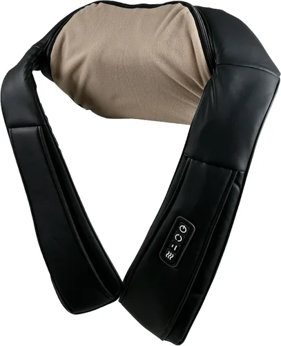 Carepeutic Masajeador 3D total de cuello y hombros con movimiento de amasamiento y percusión con calor, masajeador 2 en 1 con reposabrazos/asas para