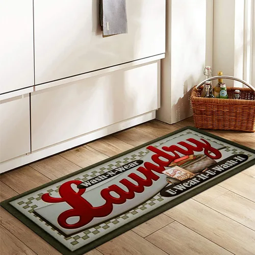 Miniatura 7 de Pauwer Alfombras de lavandería de granja, 20 x 48 pulgadas, antideslizantes, impermeables, para lavandería, cocina, alfombra duradera y acolchada