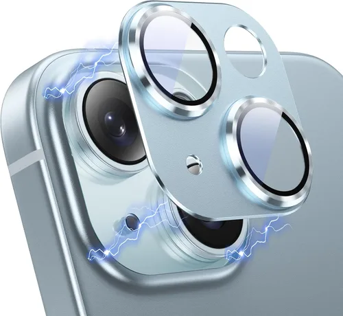 Miniatura 7 de Korecase Protector de lente de cámara para iPhone 15/iPhone 15 Plus, protección contra caídas, resistente a los arañazos, cubierta de cámara de Negro