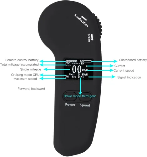 Miniatura 2 de KIMISS Mando a distancia de monopatín eléctrico con pantalla LED, reemplazo del controlador de velocidad y frenado ajustable