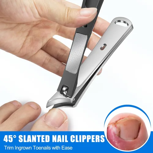 Miniatura 4 de Cortaúñas para uñas de los pies gruesas para personas mayores, juego de cortaúñas angulados para uñas de los pies grandes para hombres, cortaúñas