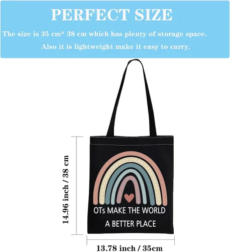 Miniatura 2 de GJTIM OT Gift Ocupacional Terapia Trabajador Regalo Rainbow Canvas Tote Bag OTs Make the World A Better Place OT Regalo de jubilación, Negro