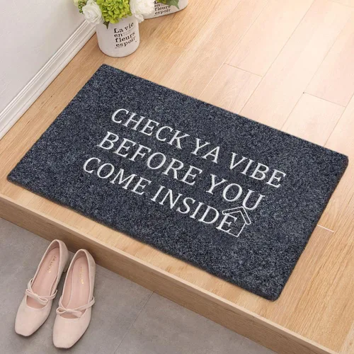 Miniatura 2 de Door mat Outside Entrace,Check YA VIBLE Before You Come Inside Front Funny Door Mat Rubber Backing Non Slip Welcome Mats Entryway Embroidered